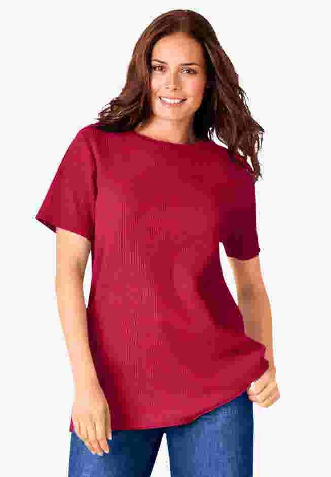 Waffle Thermal Satin Trim Tee image number 0