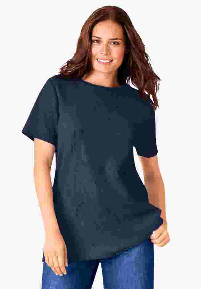 Waffle Thermal Satin Trim Tee image number 0