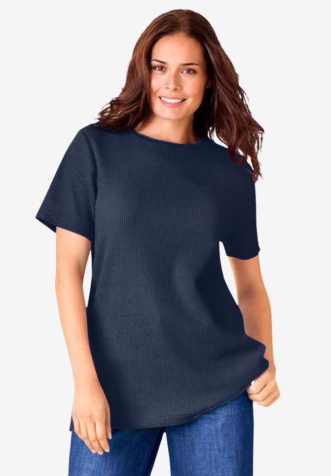 Waffle Thermal Satin Trim Tee image number 0