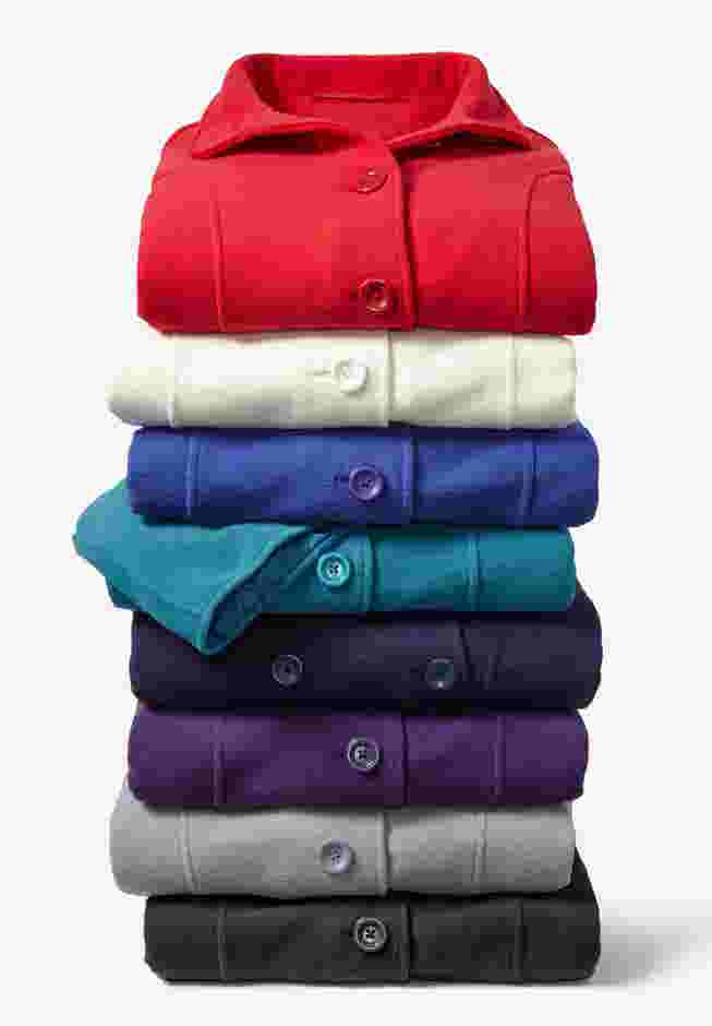 Double-Breasted Hooded Fleece Peacoat image number 1