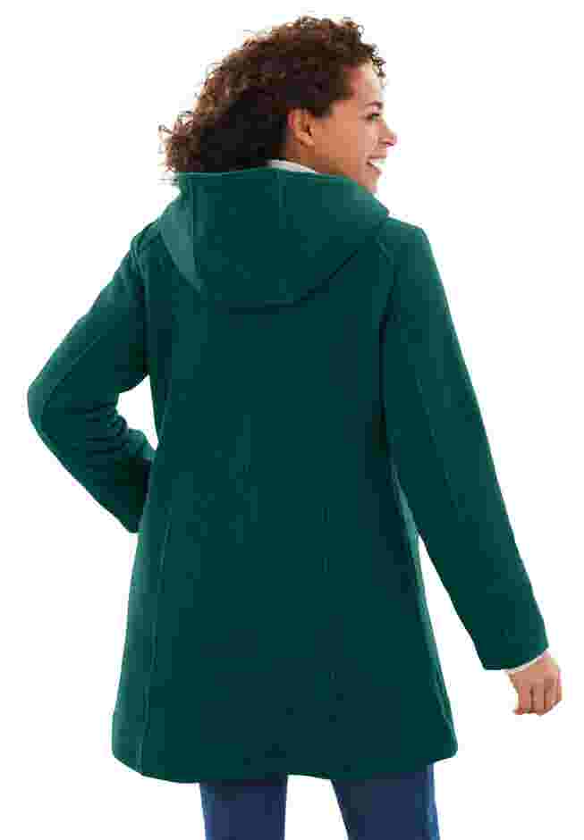 Double-Breasted Hooded Fleece Peacoat image number 1
