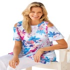 Short-Sleeve Cold-Shoulder Tee image number null