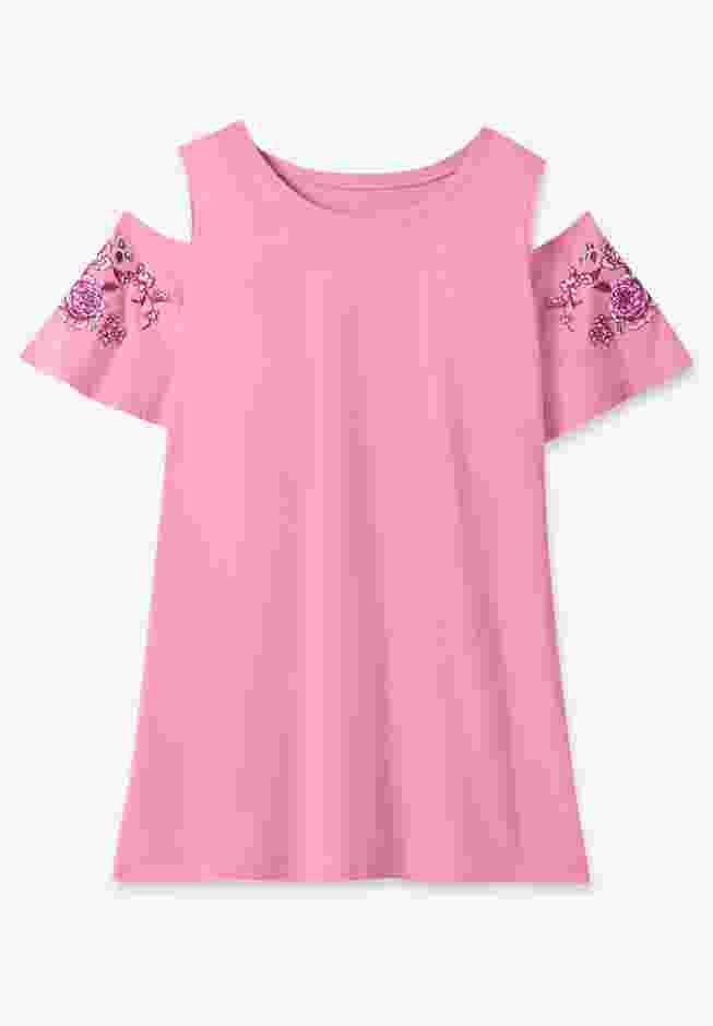 Short-Sleeve Cold-Shoulder Tee image number 3