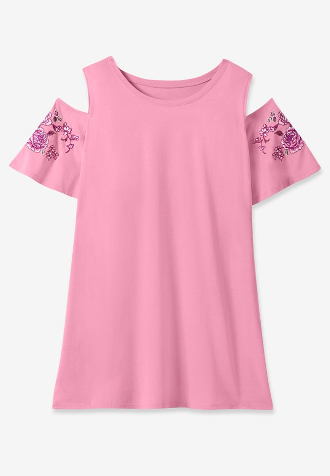 Short-Sleeve Cold-Shoulder Tee image number 3