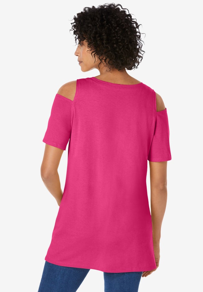 Short-Sleeve Cold-Shoulder Tee image number 1