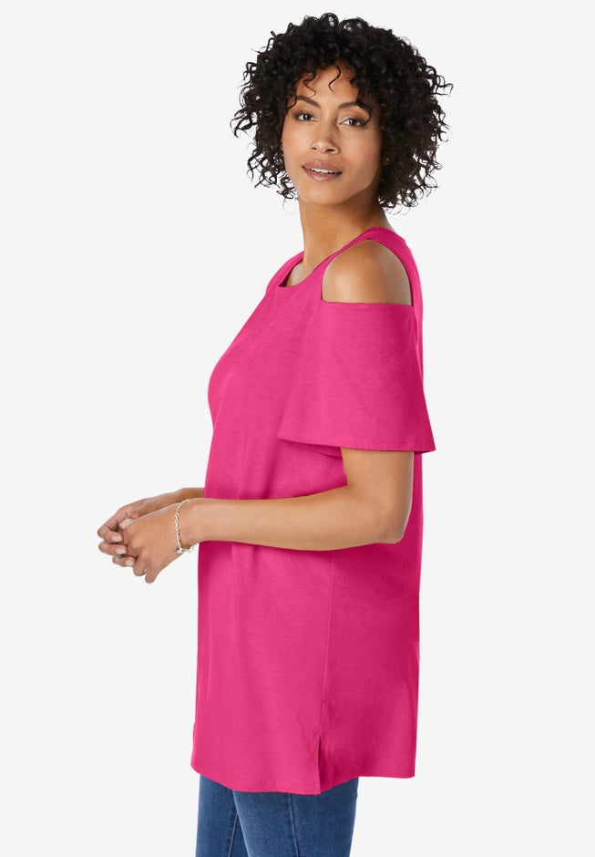 Short-Sleeve Cold-Shoulder Tee image number 2