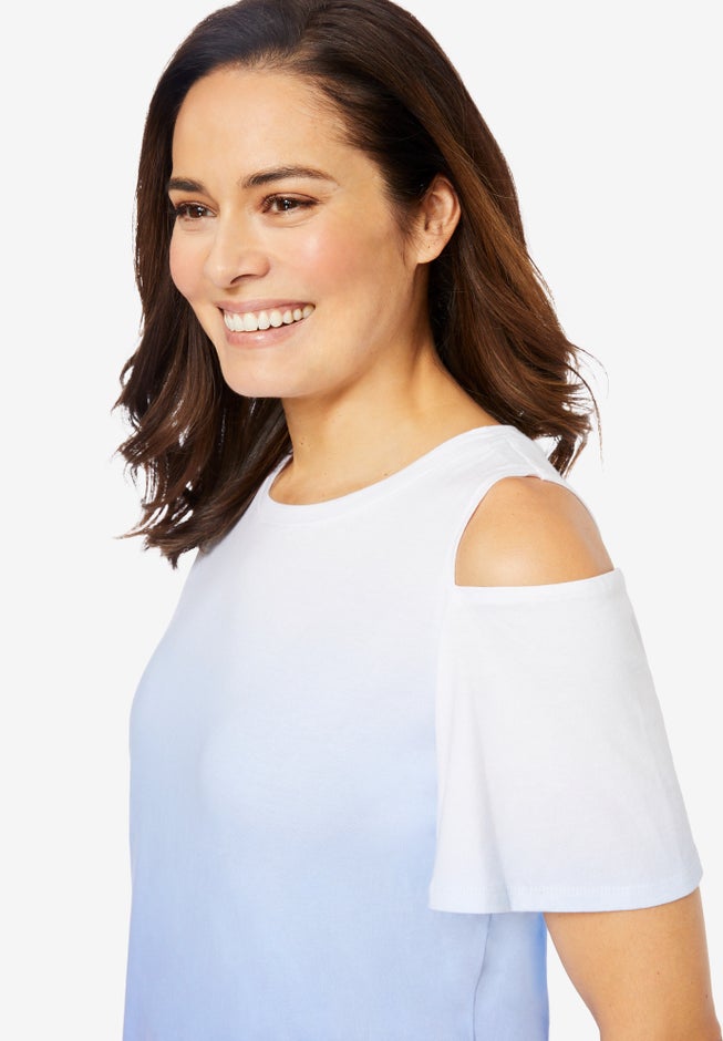 Short-Sleeve Cold-Shoulder Tee image number 3