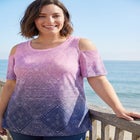 Short-Sleeve Cold-Shoulder Tee image number null