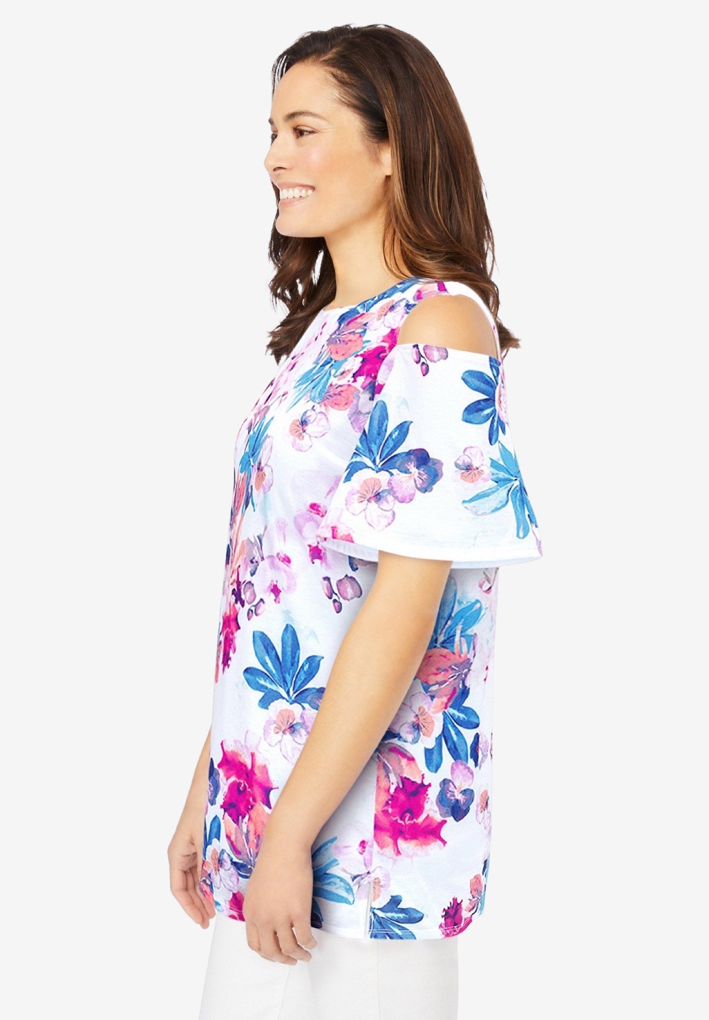 Short-Sleeve Cold-Shoulder Tee image number 2
