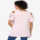 Short-Sleeve Cold-Shoulder Tee image number null