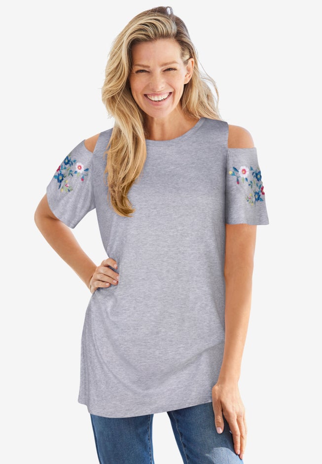 Short-Sleeve Cold-Shoulder Tee image number 0