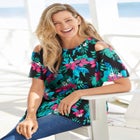 Short-Sleeve Cold-Shoulder Tee image number null