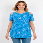 Short-Sleeve Cold-Shoulder Tee image number null