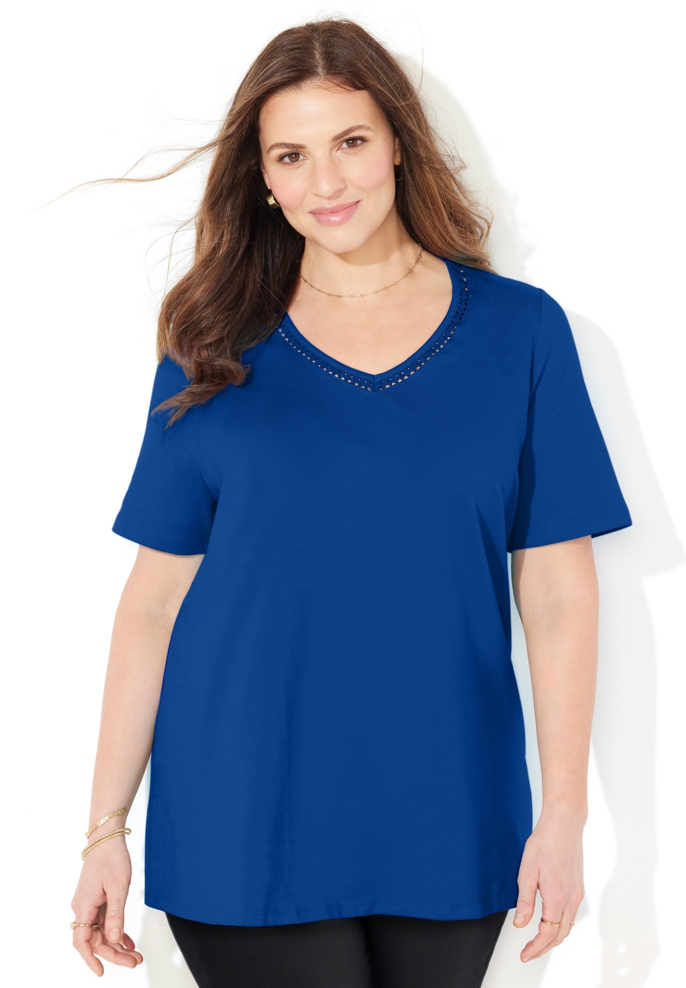 Suprema&reg; Crochet V-Neck Tee image number 0