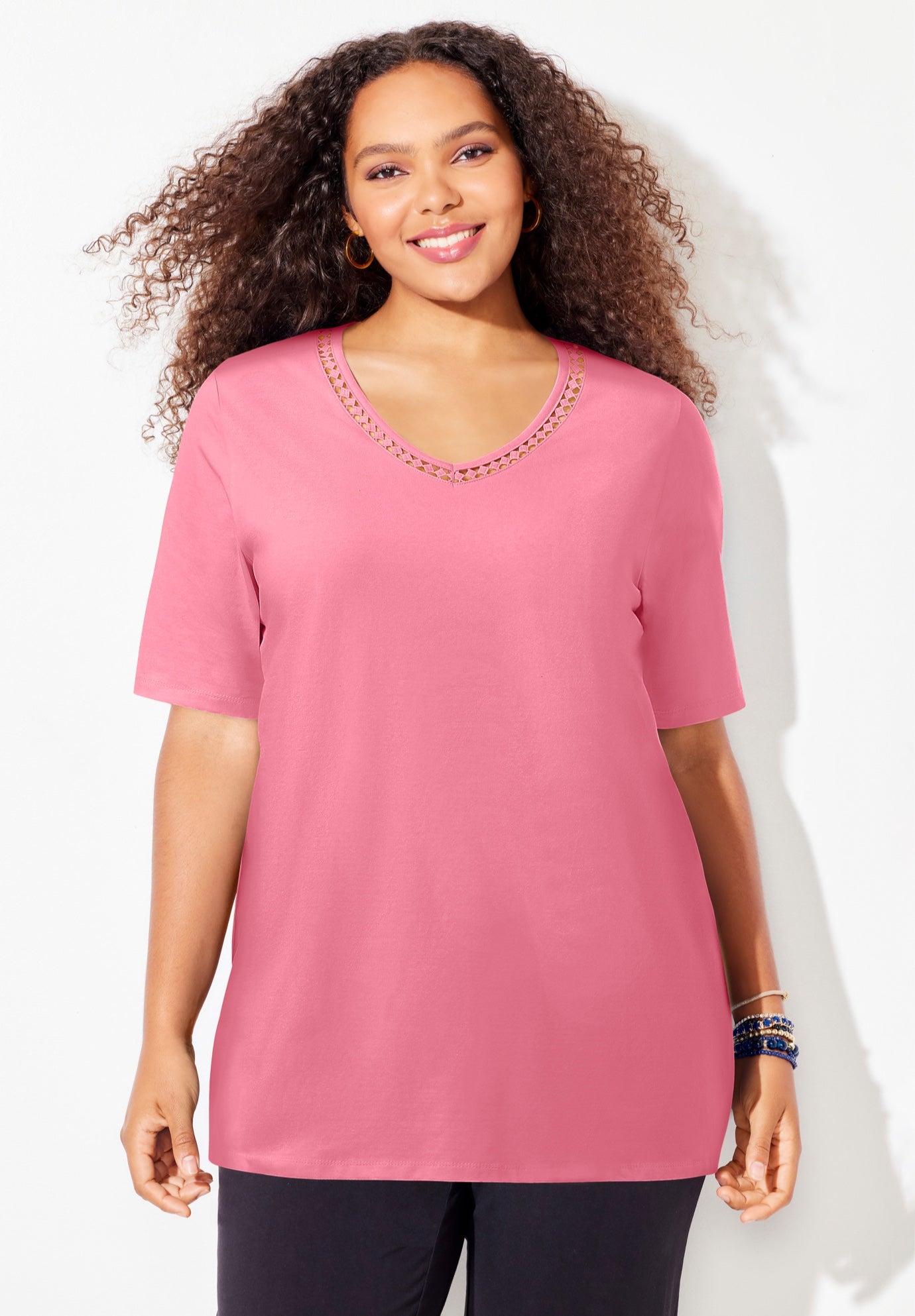 Suprema&reg; Crochet V-Neck Tee image number 0