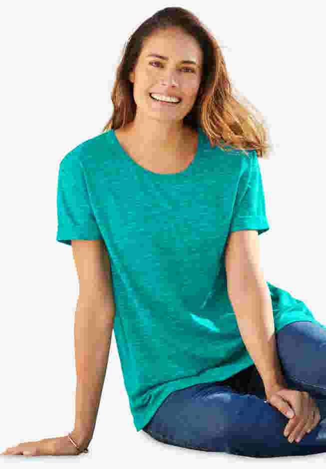 Marled Cuffed-Sleeve Tee image number 6