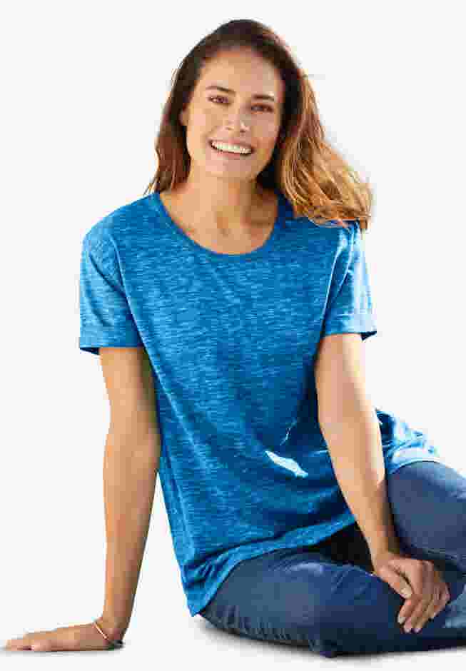 Marled Cuffed-Sleeve Tee image number 7