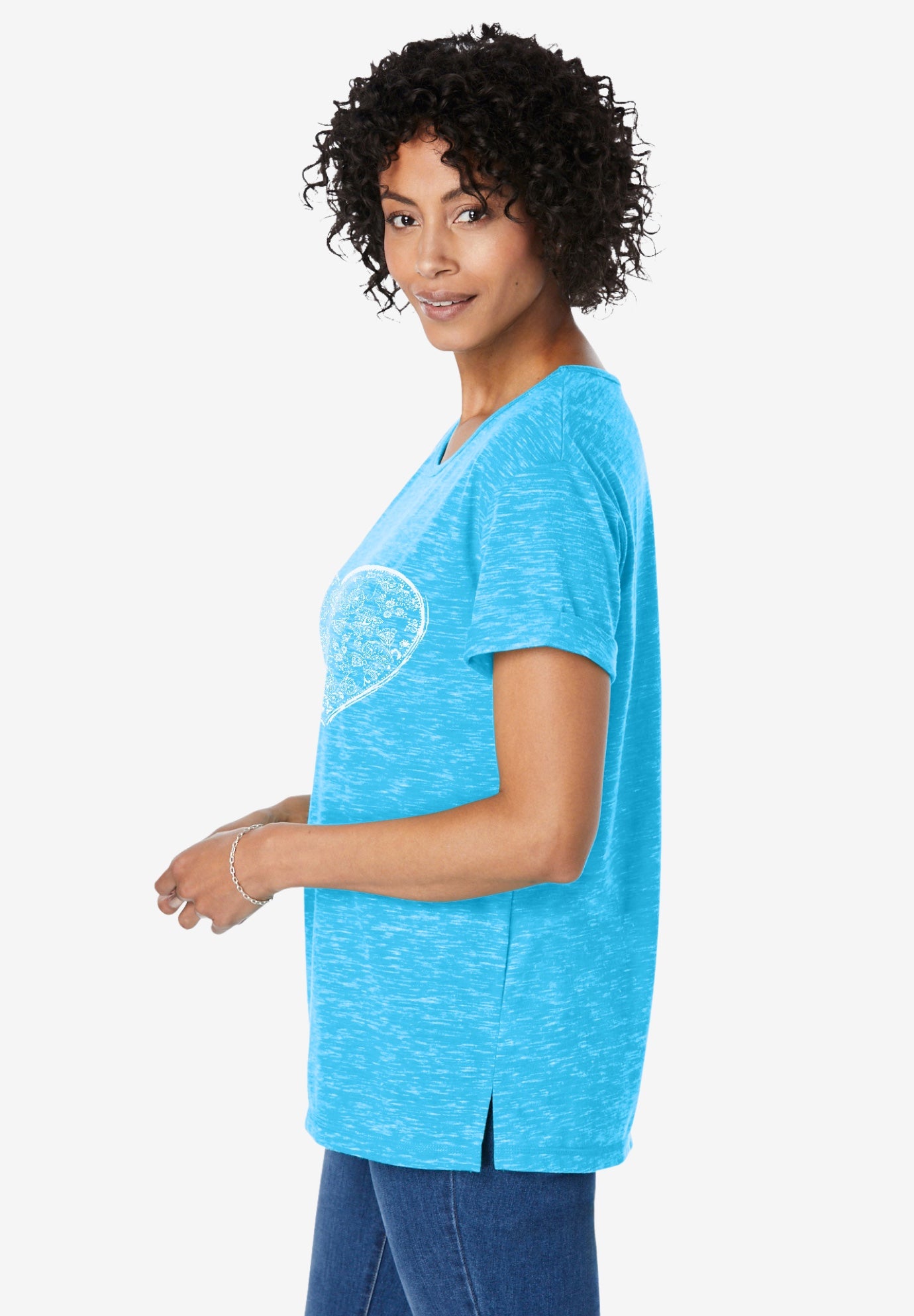 Marled Cuffed-Sleeve Tee image number 2