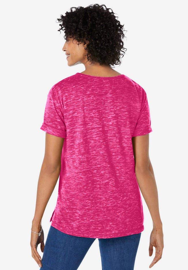 Marled Cuffed-Sleeve Tee image number 1