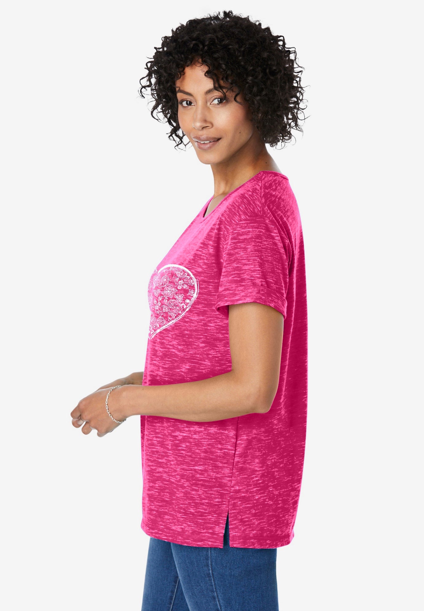 Marled Cuffed-Sleeve Tee image number 2