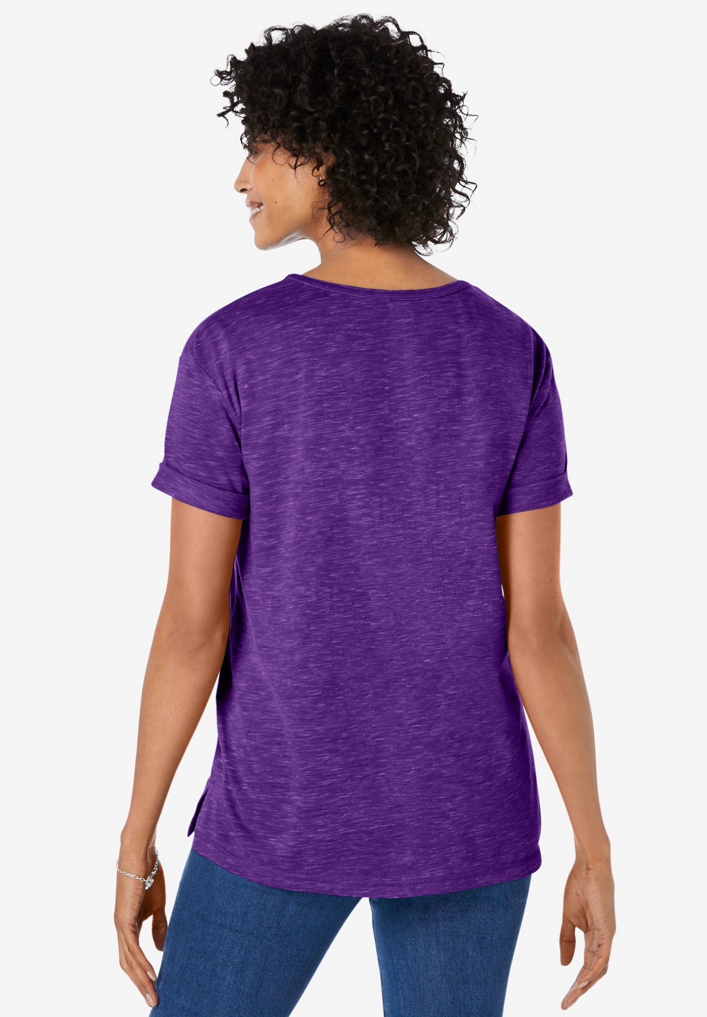 Marled Cuffed-Sleeve Tee image number 1