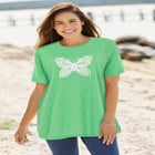 Marled Cuffed-Sleeve Tee image number null