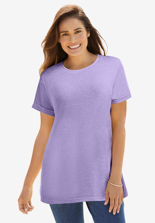 Marled Cuffed-Sleeve Tee image number 0