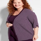 Suprema Striped Cardigan With Sleeve Detail image number null