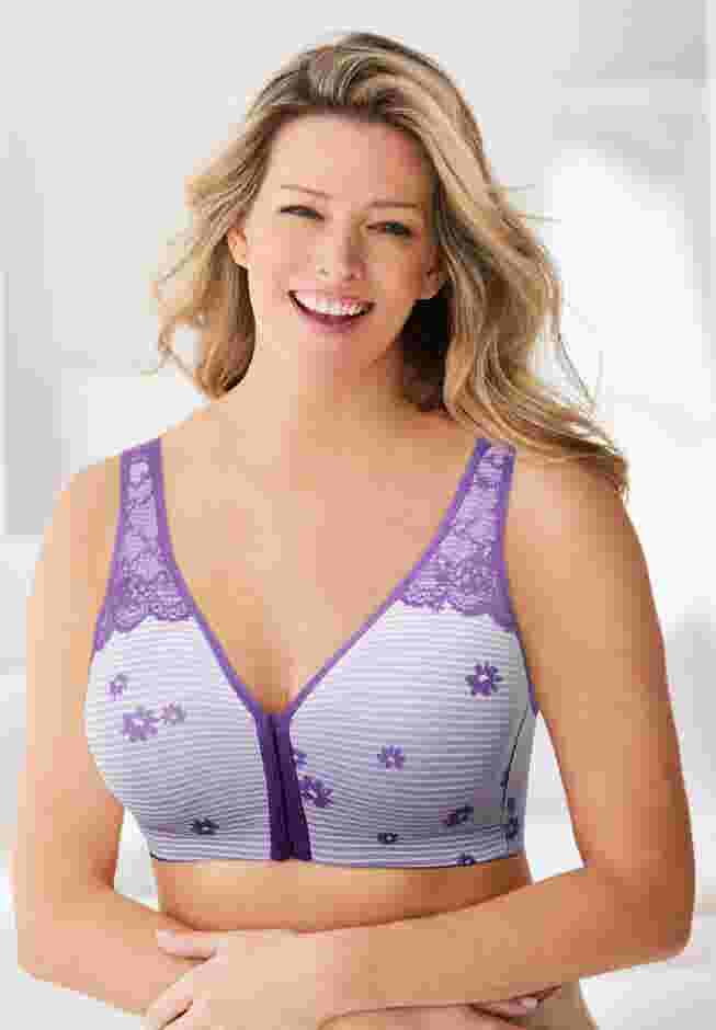 Wireless Front-Close Cotton Comfort Bra image number 4