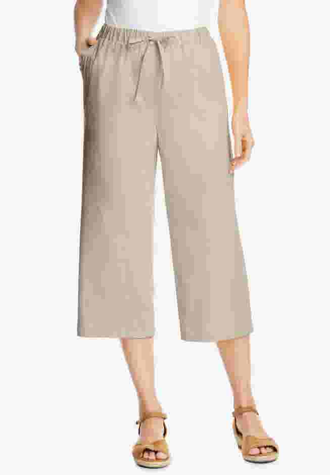 Drawstring Denim Capri image number 0