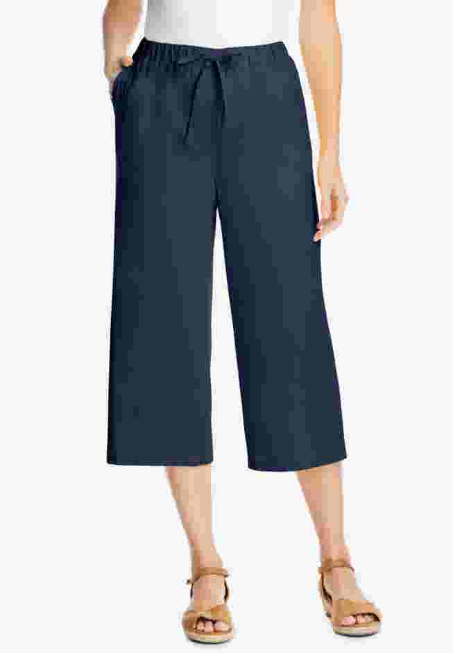Drawstring Denim Capri image number 0
