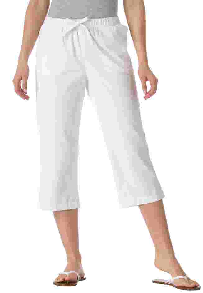 Drawstring Denim Capri image number 0