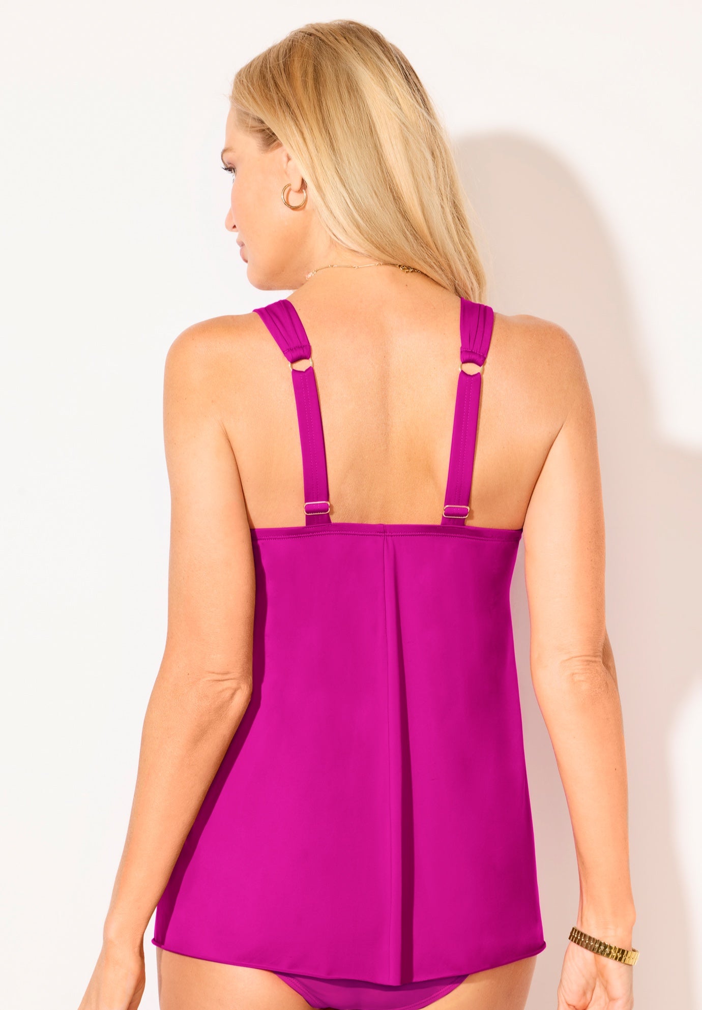 Bra Sized Drape Front Lightweight Underwire Tankini Top image number 1