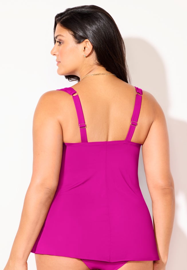 Bra Sized Drape Front Lightweight Underwire Tankini Top image number 6