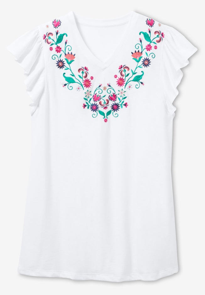 Embroidered V-Neck Tunic image number 2