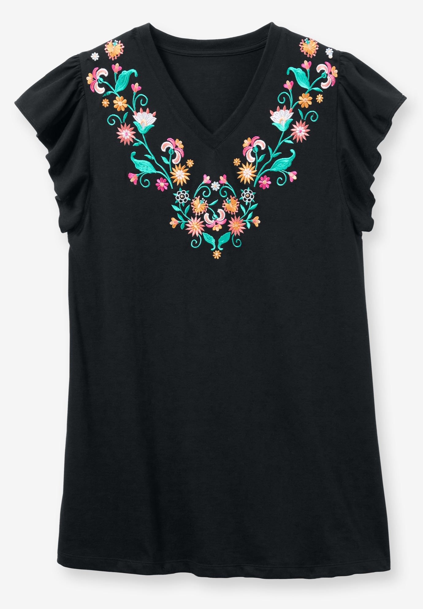 Embroidered V-Neck Tunic image number 3