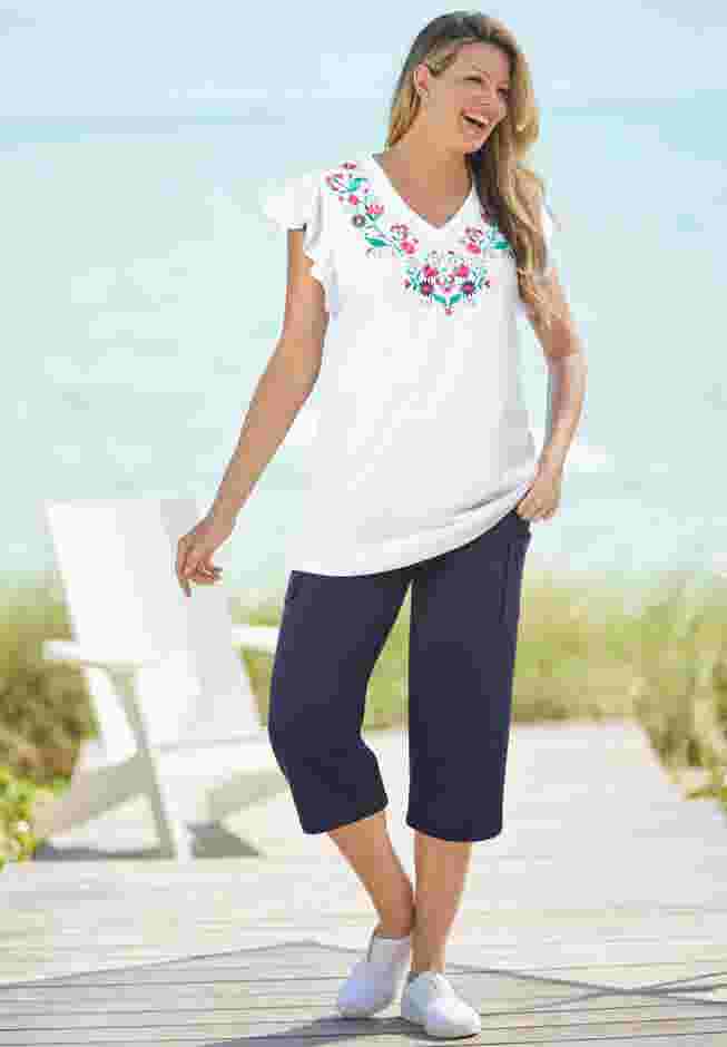 Embroidered V-Neck Tunic image number 4