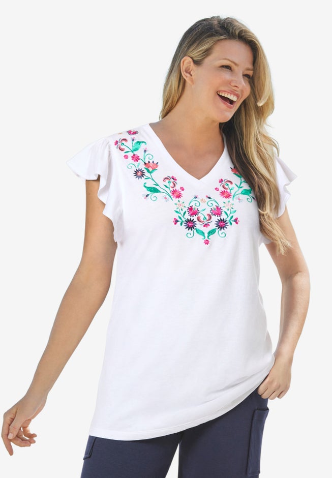 Embroidered V-Neck Tunic image number 0