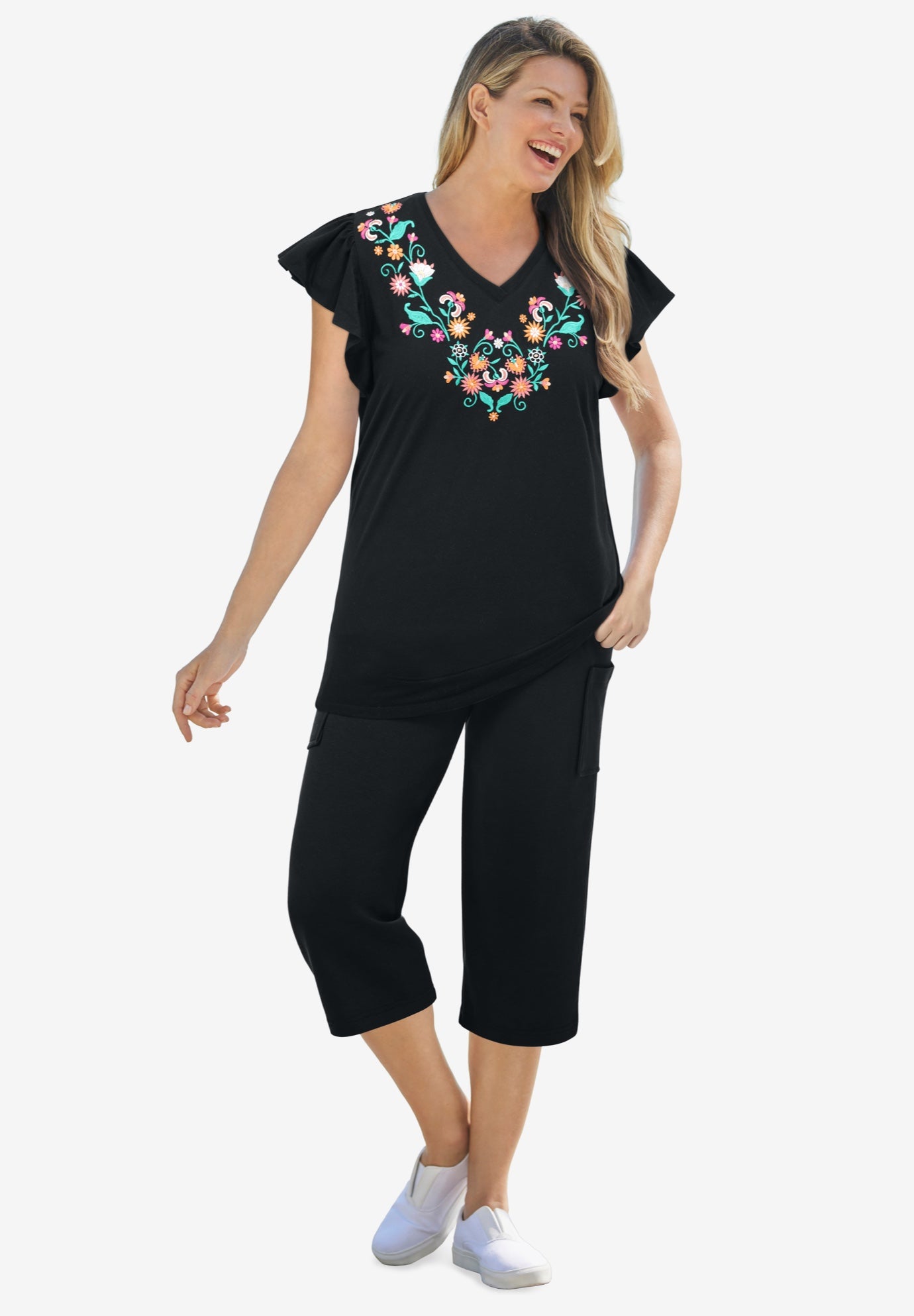 Embroidered V-Neck Tunic image number 0