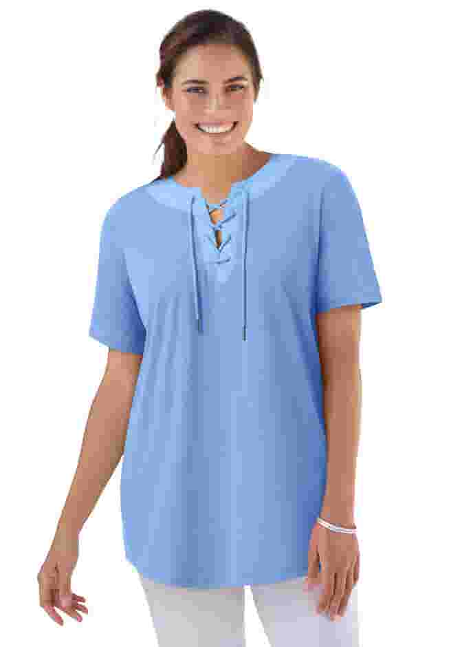 Lace-Up Knit Tee image number 4