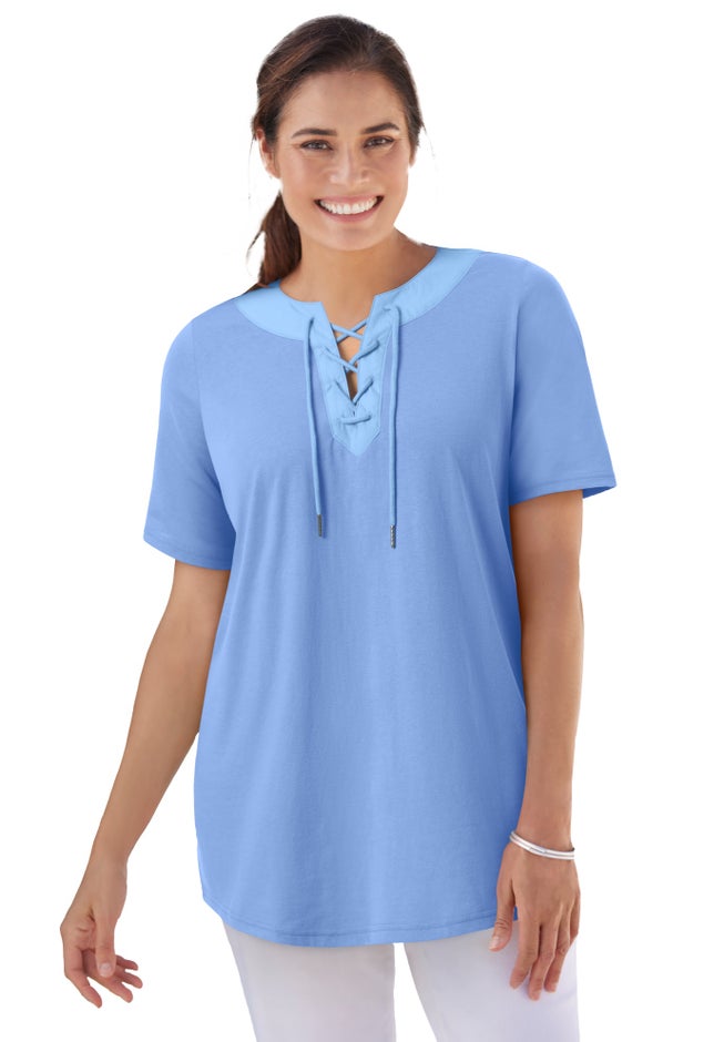 Lace-Up Knit Tee image number null