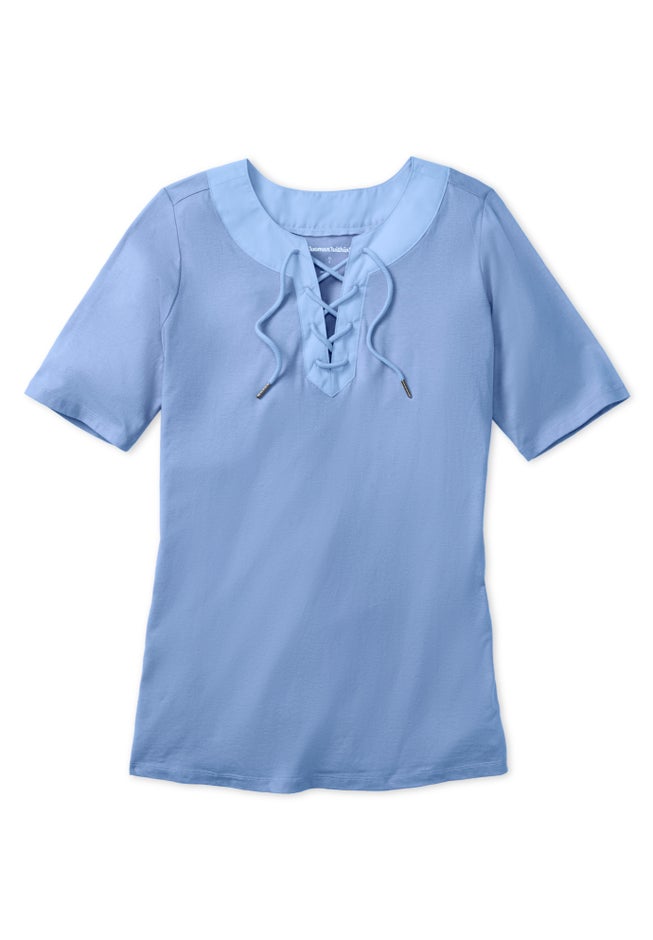 Lace-Up Knit Tee image number null