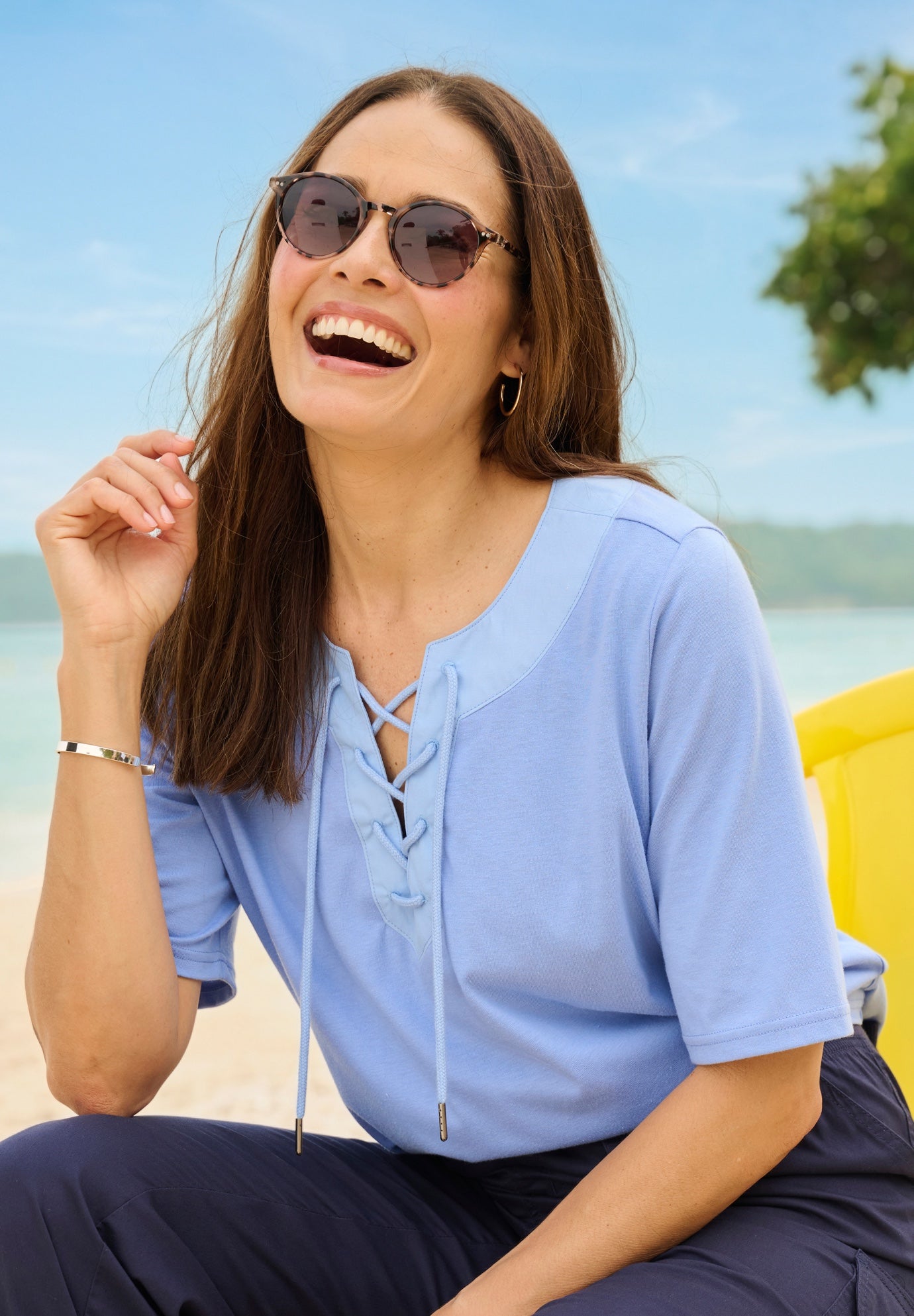 Lace-Up Knit Tee image number 4