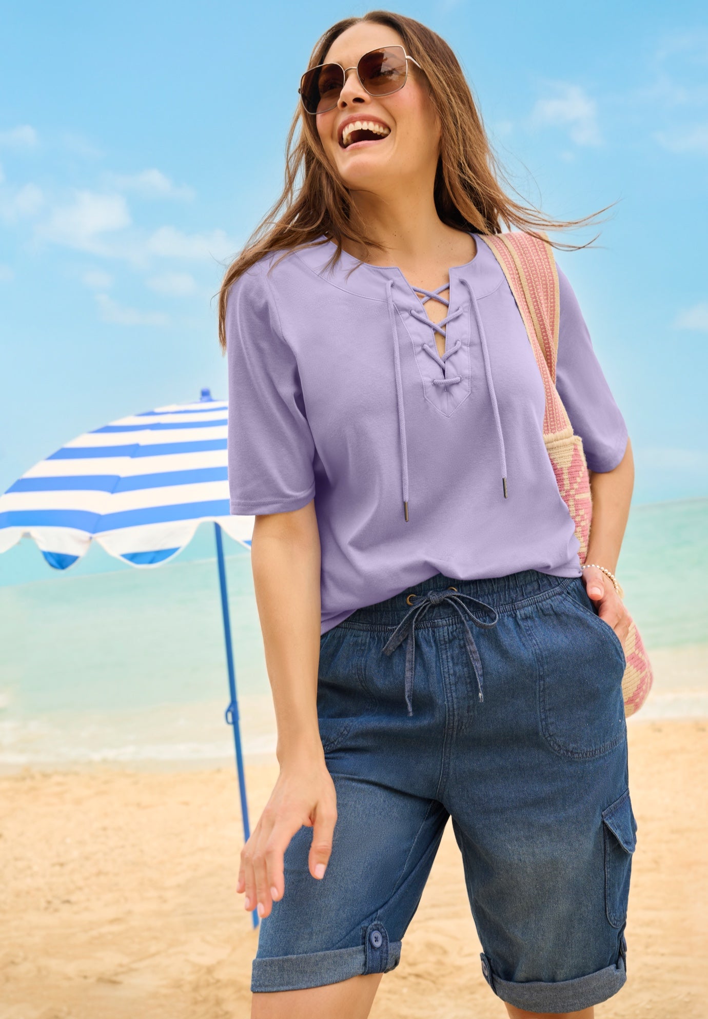 Lace-Up Knit Tee image number 0