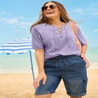 Lace-Up Knit Tee image number null