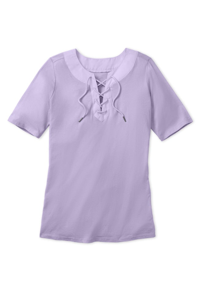 Lace-Up Knit Tee image number 1