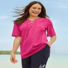 Lace-Up Knit Tee image number null