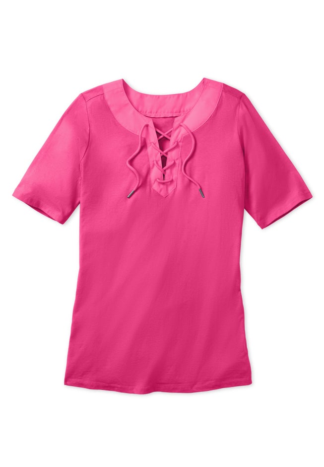 Lace-Up Knit Tee image number 1