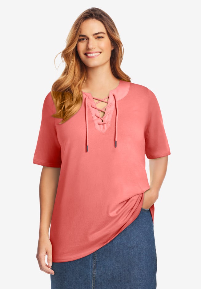 Lace-Up Knit Tee image number null
