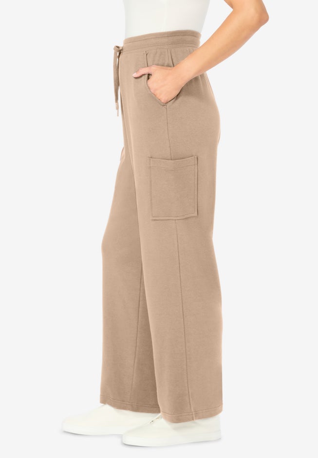 Knit Pull-On Drawstring Cargo Pants image number 2